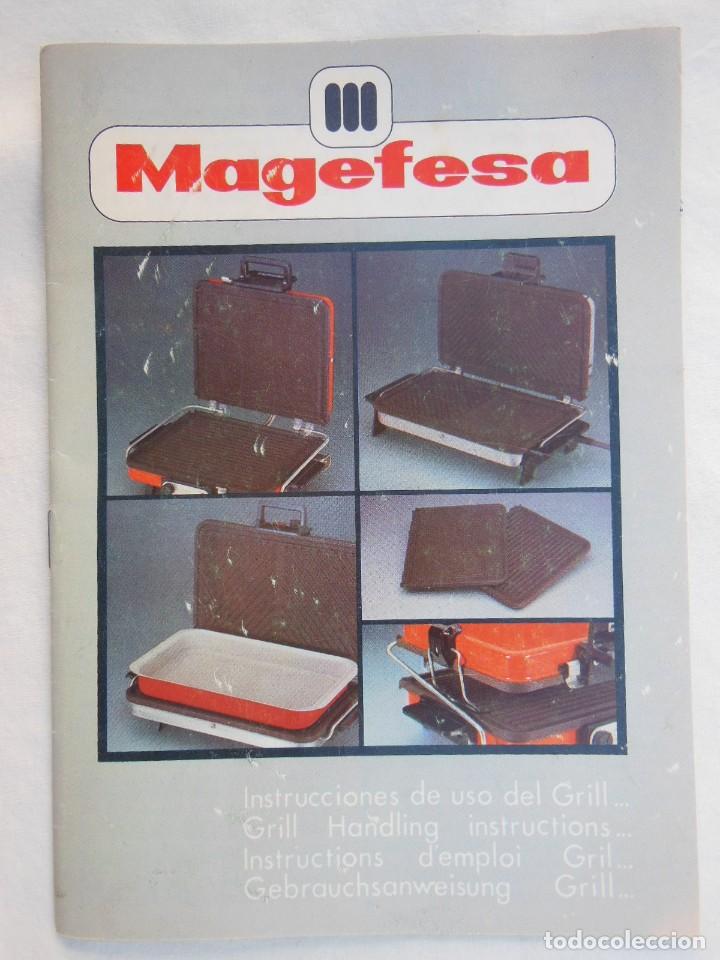 Cat&aacute;logos publicit&aacute;rios: ANTIGUO MANUAL DE INSTRUCCIONES GRILL MAGEFESA - GRILL HANDLING INSTRUCTIONS