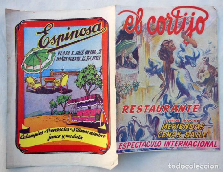 Cat&aacute;logos publicitarios: ANTIGUA PUBLICIDAD - PROGRAMA RESTAURANTE EL CORTIJO ESPECT&Aacute;CULO INTERNACIONAL (BARCELONA)