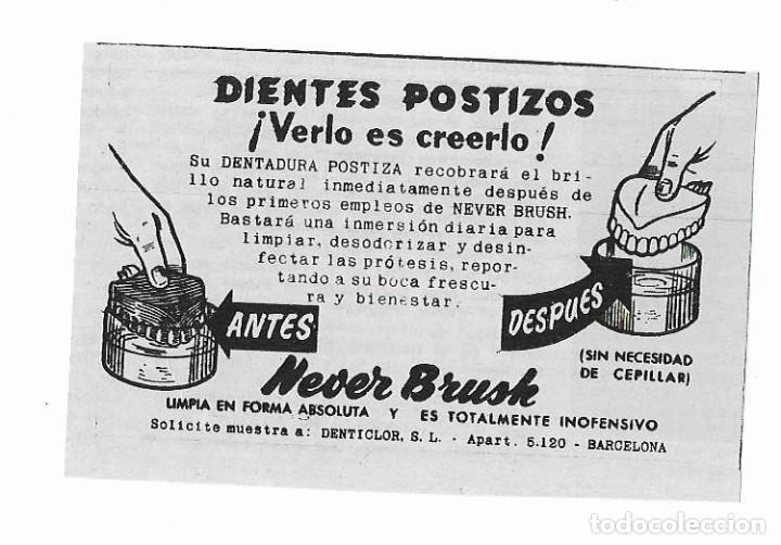 Werbekataloge: MINI PUBL. FARMACEUTICA: NEVER BRUSH, LIMPIADOR DENTADURA POSTIZA, DENTICLOR, BARCELONA