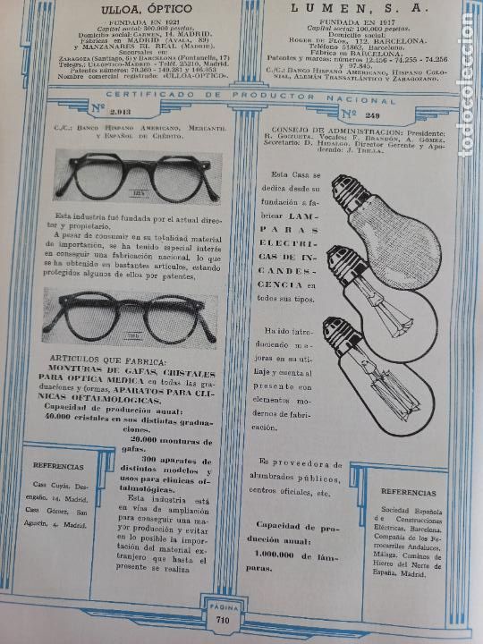 Cat&aacute;logos publicitarios: ULLOA OPTICO MADRID-LUMEN S.A LAMPARAS BOMBILLAS-SIEMES INDUSTRIA ELECTRICA 1942 HOJA DE CATALOGO.