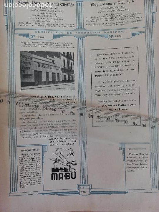 Cat&aacute;logos publicitarios: ELOY IBA&Ntilde;EZ VILLARAMIEL FIELTROS SOMBRERO-RAMON MARTIN BURSITIL CLIVILLES MA-BU 1942 HOJA CATALOGO