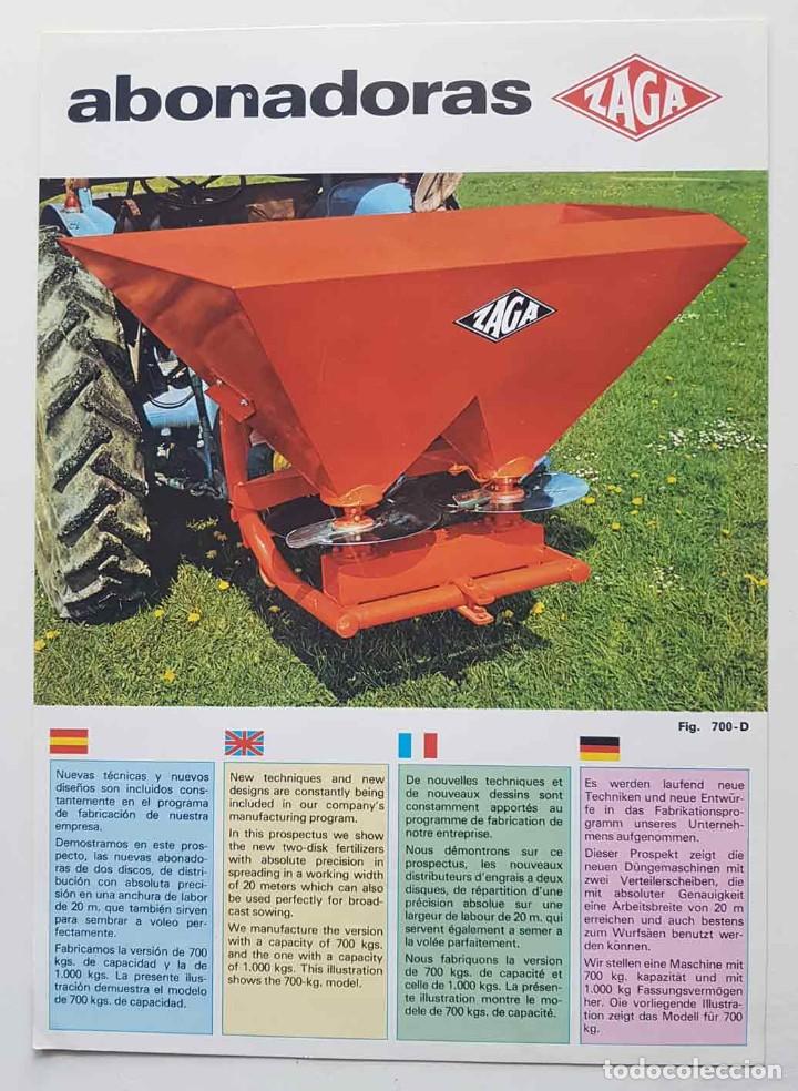 Cat&aacute;logos publicit&aacute;rios: Folleto ZAGA, abonadora, Durango, c1970/80