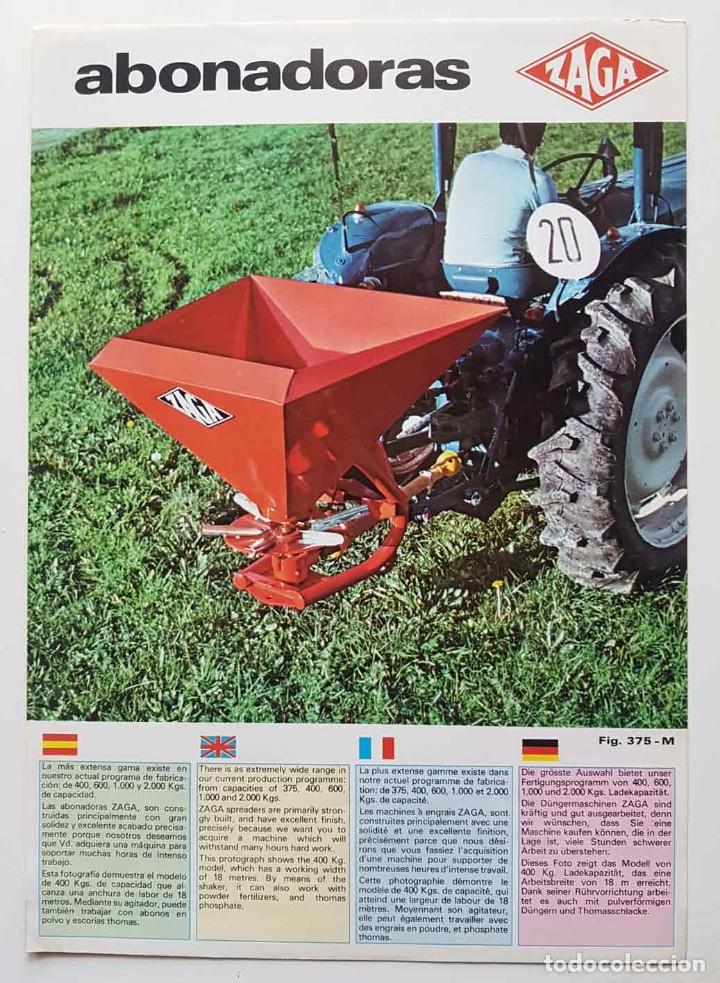 Cat&aacute;logos publicit&aacute;rios: Folleto ZAGA, abonadora, Durango, c1970/80