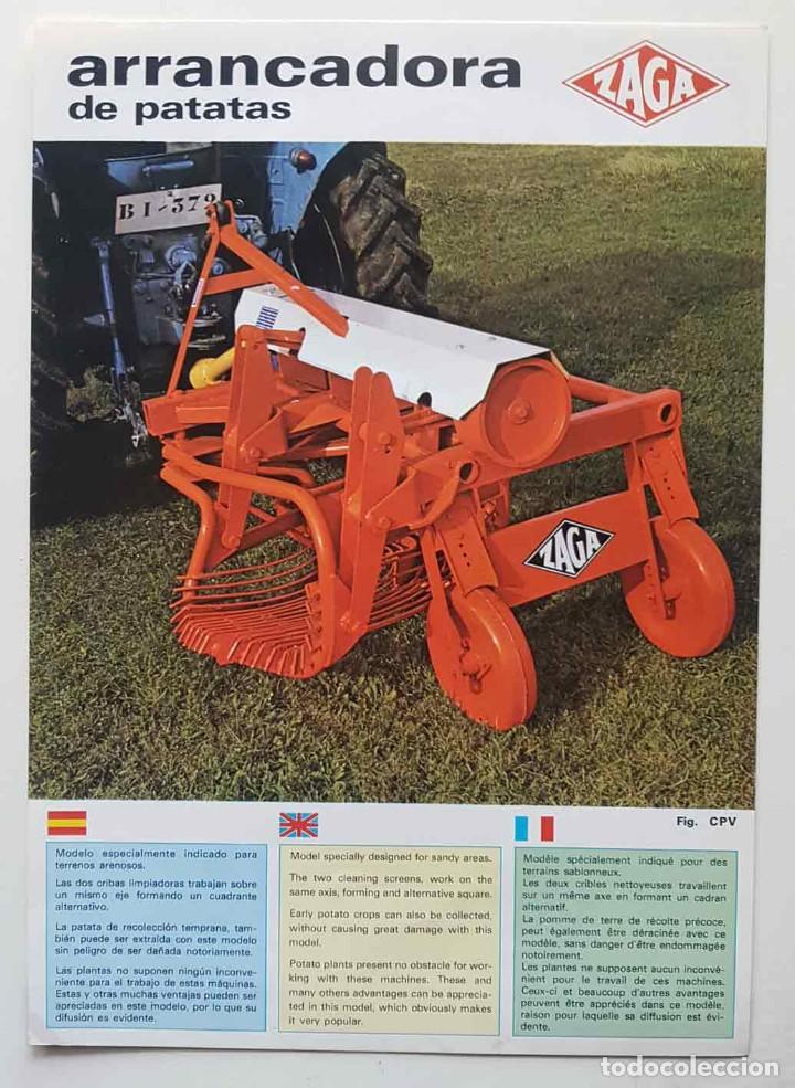 Cat&aacute;logos publicit&aacute;rios: Folleto ZAGA, arrancadora patatas, Durango, c1970/80