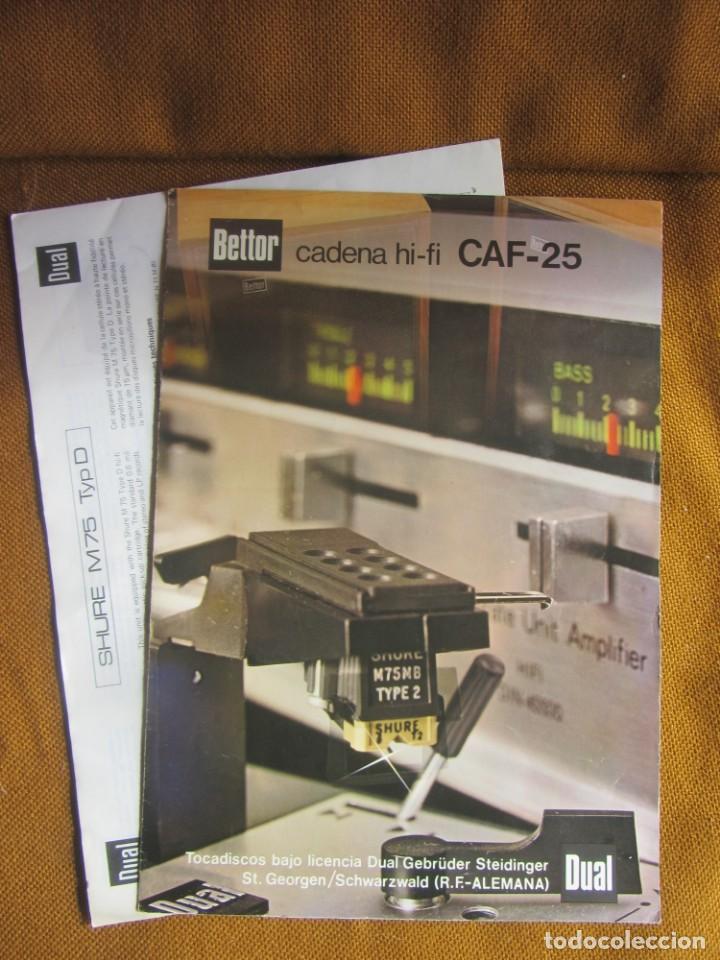 Cat&aacute;logos publicitarios: PUBLICIDAD CADENA HI-FI CAF-25 INDUSTRIAS BETTOR S.L. 1976