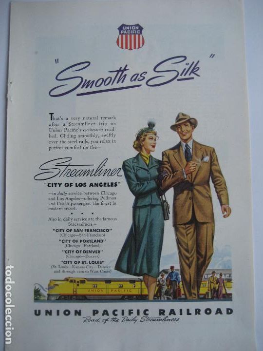 Cataloghi pubblicitari: Ferrocarriles. Trenes. Union Pacific Railroad. Anuncio de revista americana. 25 x 17 cm. 1948