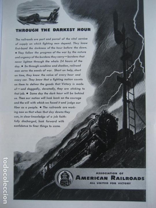 Cataloghi pubblicitari: Ferrocarriles. Trenes. Association of American Railroads. Anuncio de revista americana. 25 x17