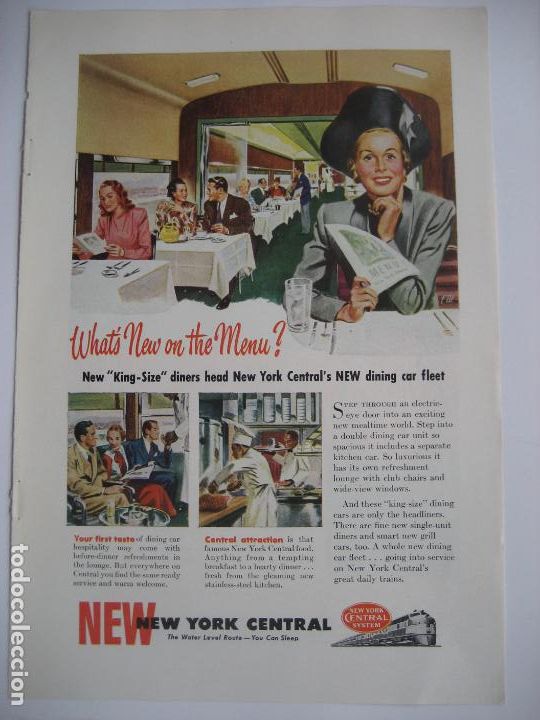 Cataloghi pubblicitari: Ferrocarriles. Trenes. New York Central. Anuncio de revista americana. 25 x17. 1948