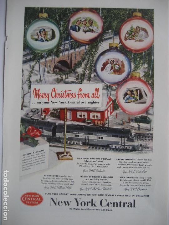 Cataloghi pubblicitari: Ferrocarriles. Trenes. New York Central. Anuncio de revista americana. 25 x17. 1950