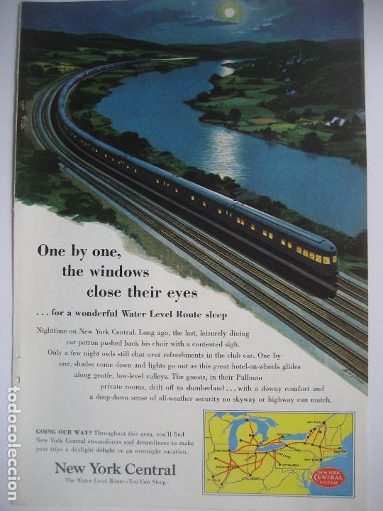 Cat&aacute;logos publicitarios: Ferrocarriles. Trenes. New York Central. Anuncio de revista americana. 25 x17. 1953