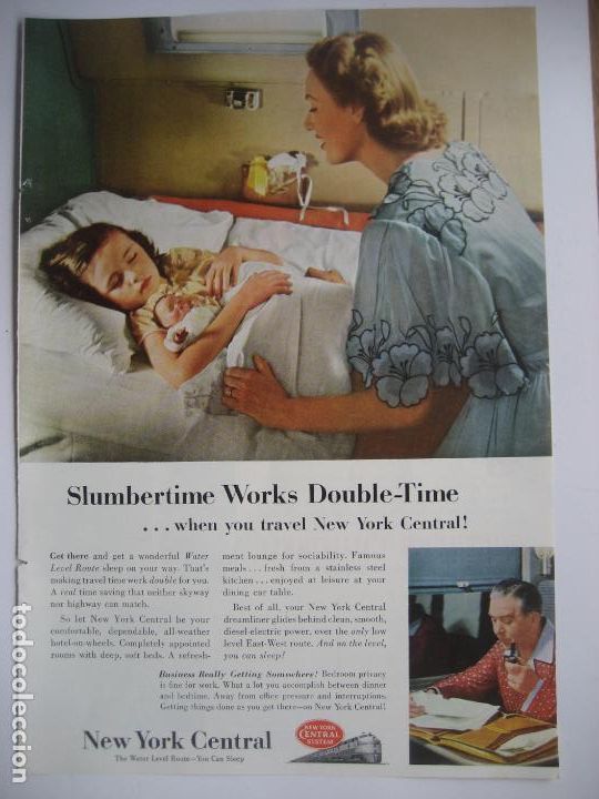Cat&aacute;logos publicitarios: Ferrocarriles. Trenes. New York Central. Anuncio de revista americana. 25 x17. 1953