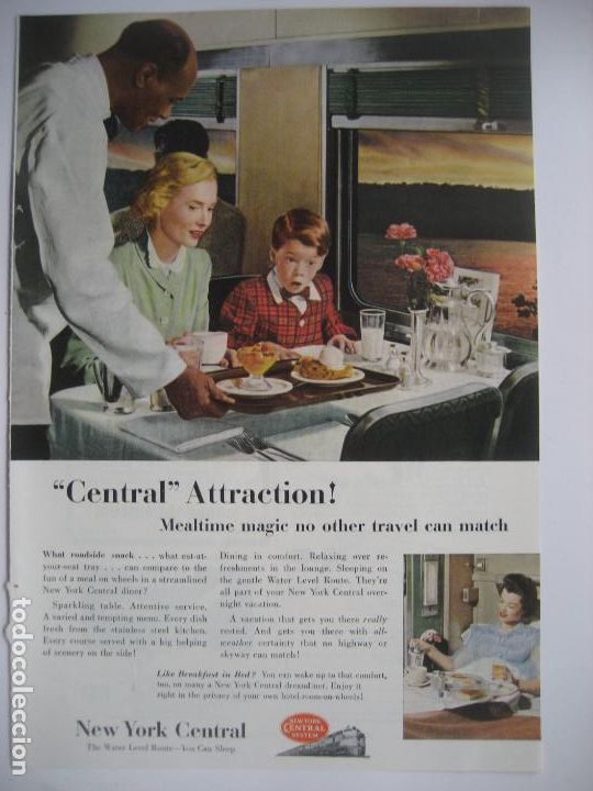 Cat&aacute;logos publicitarios: Ferrocarriles. Trenes. New York Central. Anuncio de revista americana. 25 x17. 1952