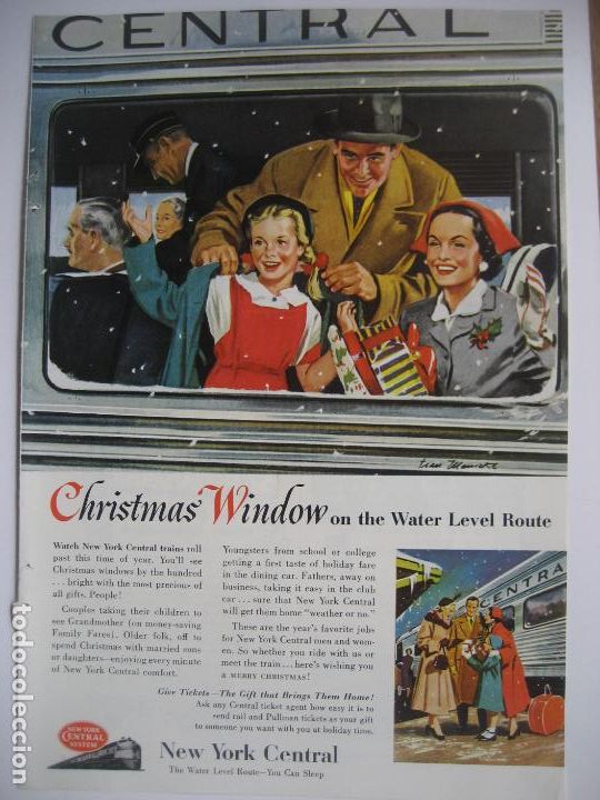 Cat&aacute;logos publicitarios: Ferrocarriles. Trenes. New York Central. Anuncio de revista americana. 25 x17. 1953
