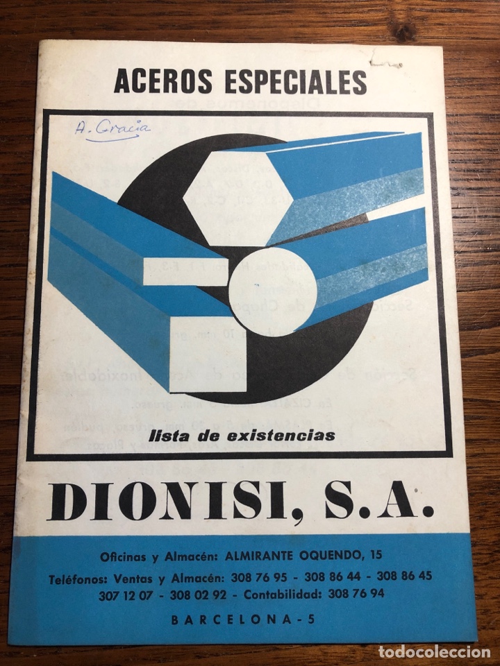 Advertising Catalogs: CAT&Aacute;LOGO ACEROS ESPECIALES DIONISIA SA LISTA DE EXISTENCIAS 1973