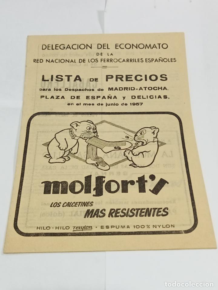 Catalogues publicitaires: LISTA DE PRECIOS. PUBLICIDAD. 1957. CALCETINES MOLFORT'S. MADRID. CON PUBLICIDAD EPOCA. VER