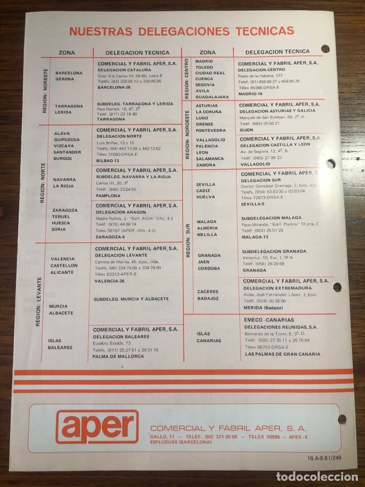 Cat&aacute;logos publicitarios: FOLLETO CAT&Aacute;LOGO CONMUTADORES FINAL DE CARRERA APER SQUARED 1981 - Foto 4