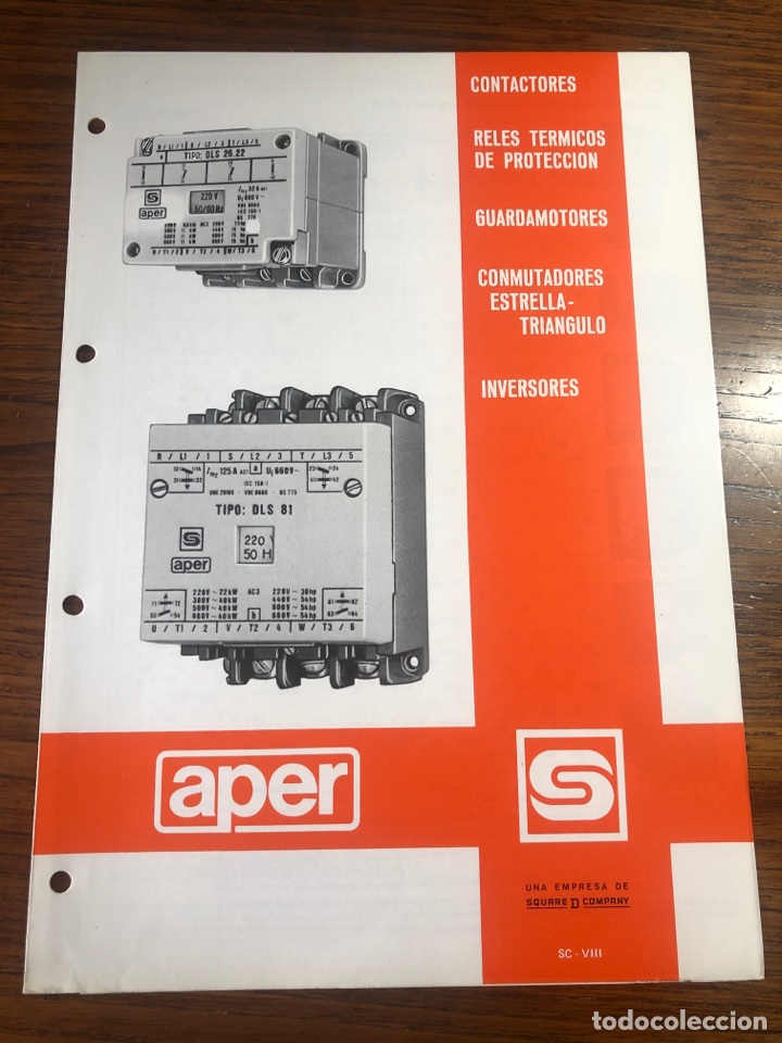 Cat&aacute;logos publicitarios: FOLLETO CAT&Aacute;LOGO APER CONTACTORES RELES T&Eacute;RMICOS CONMUTADORES INVERSORES GUARDAMOTORES&hellip;1981