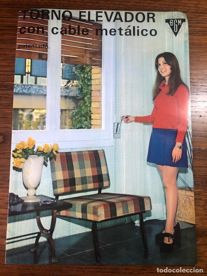 Cat&aacute;logos publicitarios: FOLLETO CAT&Aacute;LOGO TORNO ELEVADOR CABLE MET&Aacute;LICO BGM L&Oacute;PEZ BARRENA PERSIANAS 1971