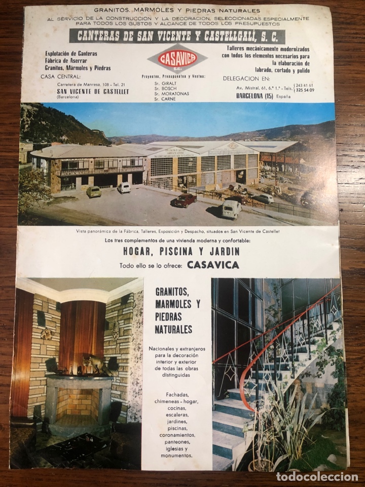 Advertising Catalogs: FOLLETO CAT&Aacute;LOGO CANTERAS SAN VICENTE Y CASTELLGALI CASAVICA (GRANITO M&Aacute;RMOLES PIEDRAS &hellip;)1970