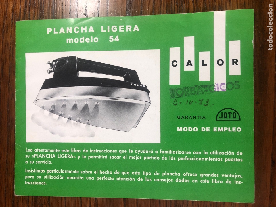 Cat&aacute;logos publicitarios: FOLLETO CAT&Aacute;LOGO PLANCHA LIGERA CALOR JATA MODELO 54