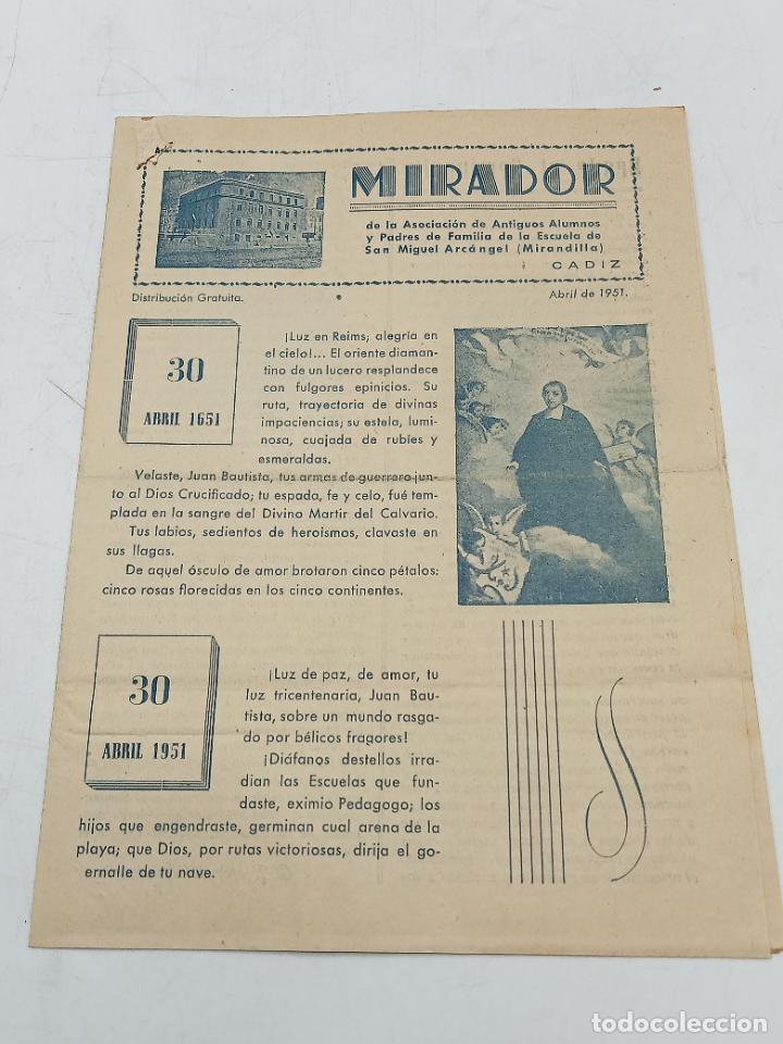 Catalogues publicitaires: PANFLETO. C&Aacute;DIZ. MIRADOR. 1951. ANTIGUOS ALUMNOS MIRANDILLA. PUBLICIDAD &Eacute;POCA. VER INTERIOR
