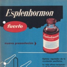 Catálogos publicitarios: ANTIGUO DÍPTICO MEDICAMENTO BARCELONA / ESPLENHORMON FUERTE - INSTITUTO BIOQUÍMICO HERMES. Lote 326442333