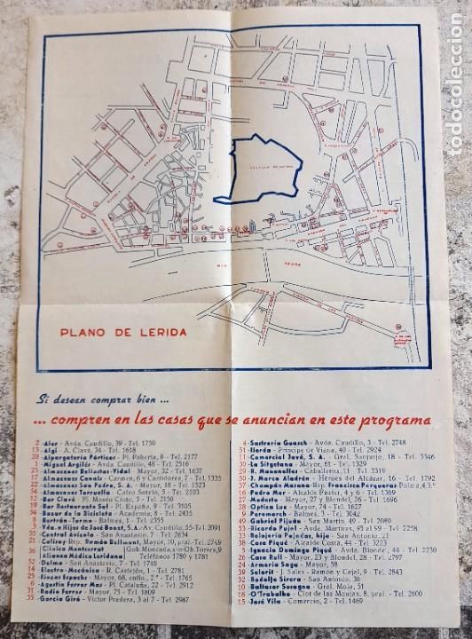 Werbekataloge: 40/50&acute;s. ca. PLANO DE L&Eacute;RIDA CON INDICACI&Oacute;N SITUACI&Oacute;N DE COMERCIOS QUE SE ANUNCIAN AL PIE DEL PLANO