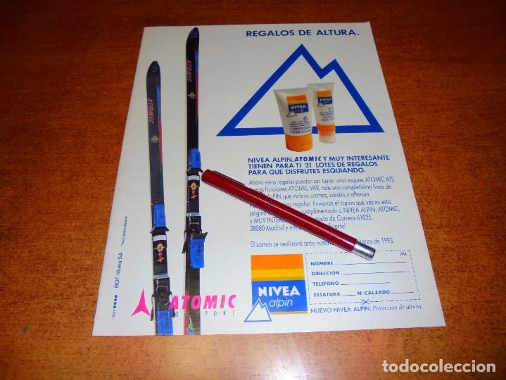 Cat&aacute;logos publicitarios: PUBLICIDAD 1993: NIVEA ALPINE Y ESQUIES Y FIJACIONES ATOMIC