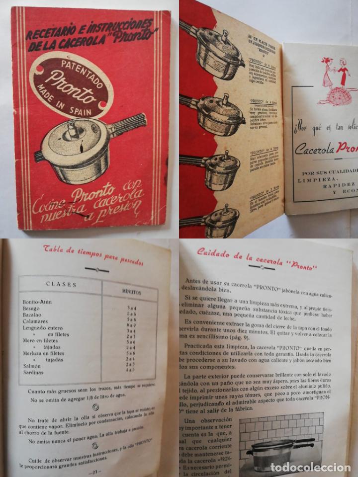 Cat&aacute;logos publicit&aacute;rios: ANTIGUO MANUAL Y RECETARIO CACEROLA PRONTO / OLD MANUAL AND RECIPE BOOK PRONTO PAN MADE IN SPAIN