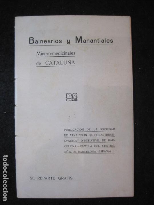 Cat&aacute;logos publicitarios: BALNEARIOS Y MANANTIALES MINERO MEDICINALES DE CATALUNYA-CATALOGO PUBLICIDAD-VER FOTOS-(K-6250)