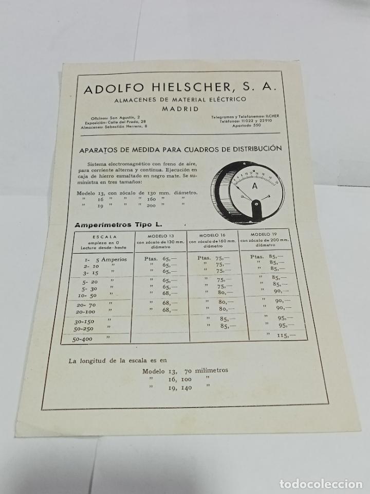 Werbekataloge: PUBLICIDAD. ADOLFO HIELSCHER S.A. MADRID. ALMAC&Eacute;N MATERIAL EL&Eacute;CTRICO. VER INTERIOR