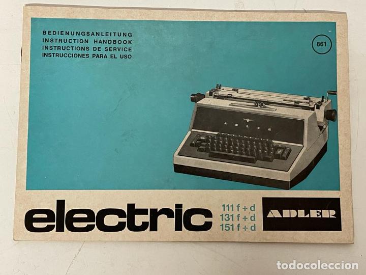 Cat&aacute;logos publicitarios: MANUAL DE INSTRUCCIONES MAQUINA DE ESCRIBIR ELECTRIC ADLER