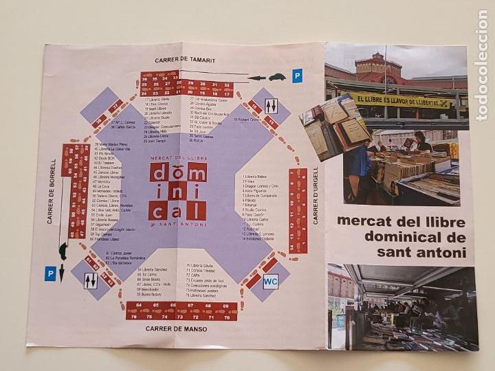 Catalogues publicitaires: TR&Iacute;PTICO PUBLICITARIO DEL MERCADO DOMINICAL DE SANT ANTONI BARCELONA MERCAT DEL LLIBRE