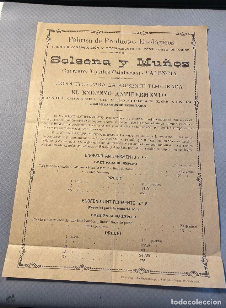 Catalogues publicitaires: ANTIGUO ANTIGUO FOLLETO PUBLICITARIO. SOLSONA Y MU&Ntilde;OZ. VALENCIA. VINO. Ca. 1920. (F00091)@