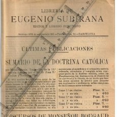 Catálogos publicitarios: 1910/20 CA. CATÁLOGO LIBRERÍA DE EUGENIO SUBIRANA EDITOR Y LIBRERO PONTIFICIO - BARCELONA. Lote 342476543