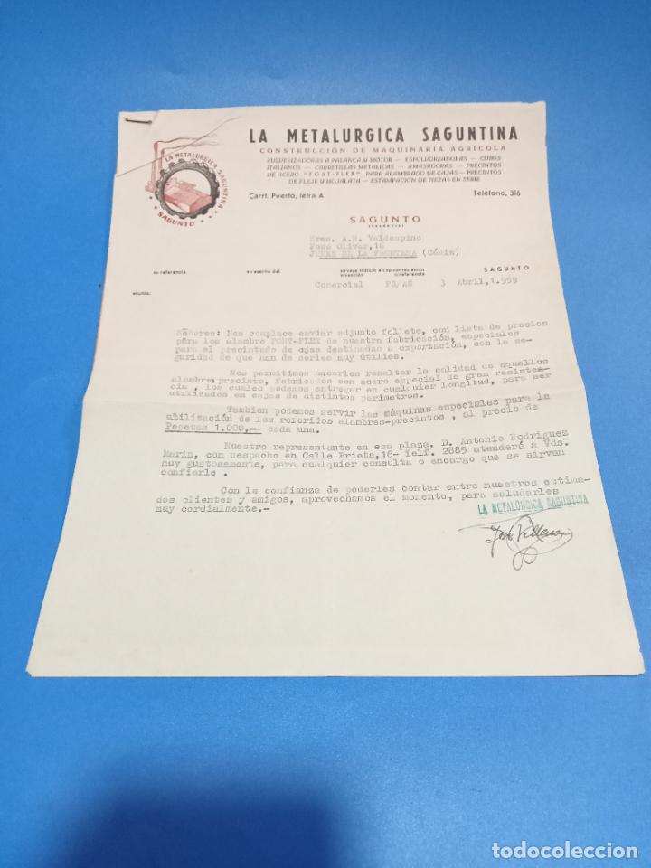 Advertising Catalogs: CARTA COMERCIAL Y CATALOGO LA METALURGICA SAGUNTINA. 1959. VALENCIA. CON LISTA PRECIOS