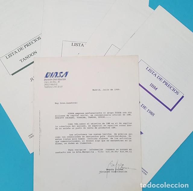 Werbekataloge: 5 LISTAS DE PRECIOS 1988 DINSA: TOSHIBA, IBM, HP, TANDOM, IMPRESORAS+CARTA+CONDICIONES, INFORM&Aacute;TICA