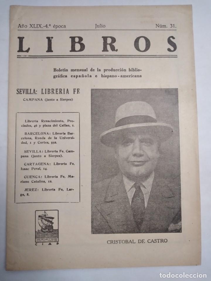 Werbekataloge: LIBRER&Iacute;A FE SEVILLA JULIO 1949 N&ordm; 31 CAT&Aacute;LOGO LIBROS BOLET&Iacute;N MENSUAL DE NOVEDADES
