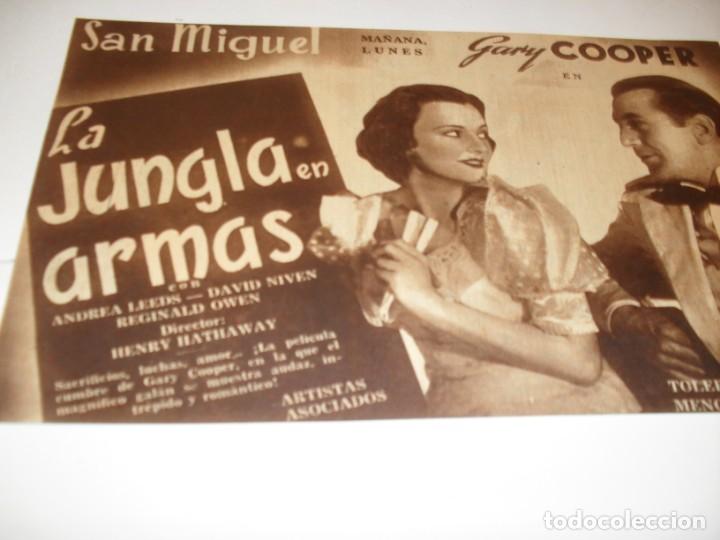 Cat&aacute;logos publicitarios: LAMINA PUBLICITARIA CARTEL PELICULA:LA JUNGLA EN ARMAS(GARY COOPER).a&ntilde;os 40 a 60.DE KIOSKO.