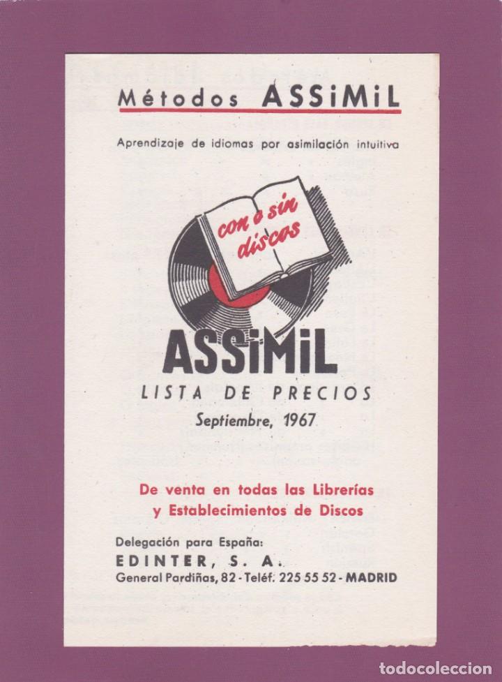 Catalogues publicitaires: METODOS ASSIMIL. LISTA DE PRECIOS SEPTIEMBRE 1967 - DELEGACION PARA ESPA&Ntilde;A EDINTER, S.A. (MADRID)