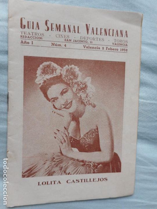 Cat&aacute;logos publicitarios: GUIA SEMANAL VALENCIANA VALENCIA 1952. LOLITA CASTILLEJO. MARUJA LIRIO. C.D RADIO IBERIA FUTBOL