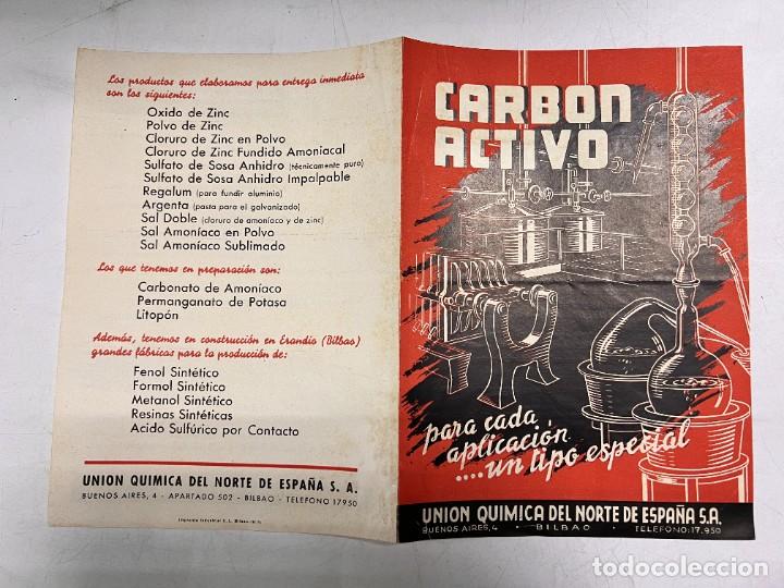 Werbekataloge: CATALOGO PUBLICITARIO DE LA UNION QUIMICA DEL NORTE DE ESPA&Ntilde;A. CARBON ACTIVO. CON INSTRUCCIONES