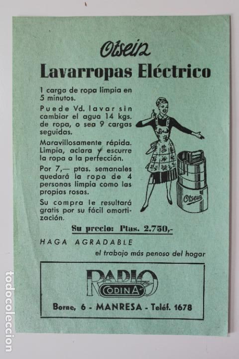 Werbekataloge: OTSEIN Lavarropas El&eacute;ctrico Radio Codina Manresa folleto publicidad