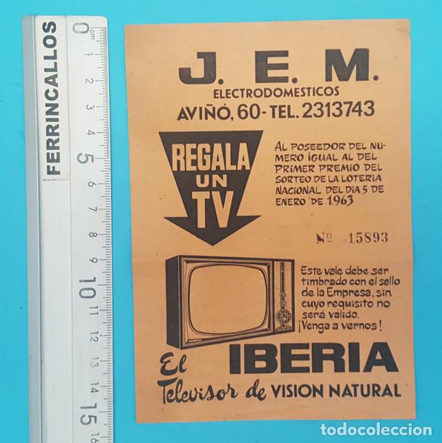 Werbekataloge: FOLLETO ELECTRODOM&Eacute;STICOS J.E.M. BARCELONA 1963 BOLETO SORTEO TELEVISOR IBERIA, JEM