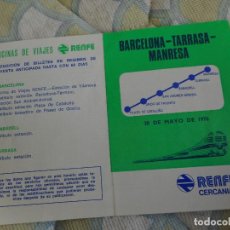 Catálogos publicitarios: ANTIGUO FOLLETO HORARIO TRENES RENFE CERCANIAS. BARCELONA- TARRASA - MANRESA 1976. Lote 354628098