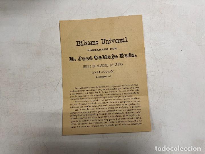 Cat&aacute;logos publicit&aacute;rios: FOLLETO PUBLICITARIO Y LISTA DE PRECIOS DE B&Aacute;LSAMO UNIVERSAL. DOCTOR JOS&Eacute; CALLEJO. VALLADOLID