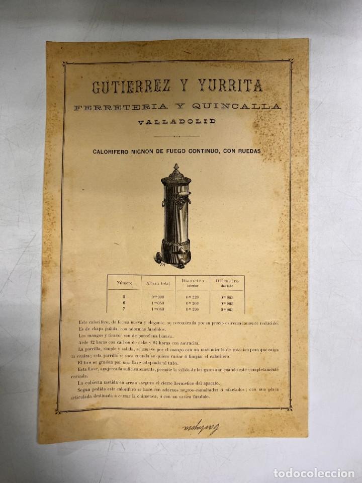 Cat&aacute;logos publicit&aacute;rios: FOLLETO PUBLICITARIO. CALORIFICO MIGNON FUEGO.GUTIERREZ Y YURRITA.FERRETERIA Y QUINCALLA. VALLADOLID