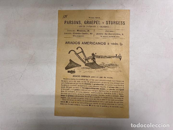 Cat&aacute;logos publicit&aacute;rios: LISTA DE PRECIOS. ARADOS AMERICANOS. PARSONS, GRAEPEL Y STURGESS. MEDIDAS APROX.: 19.5 X 13.5 CM