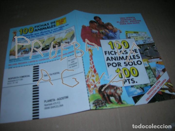 Werbekataloge: Folleto d&iacute;ptico publicidad: 100 fichas de animales por solo 100 pts. Cup&oacute;n respuesta comercial 1992.