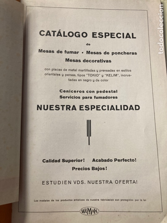 Advertising Catalogs: Cat&aacute;logo mesas fumar. 1929